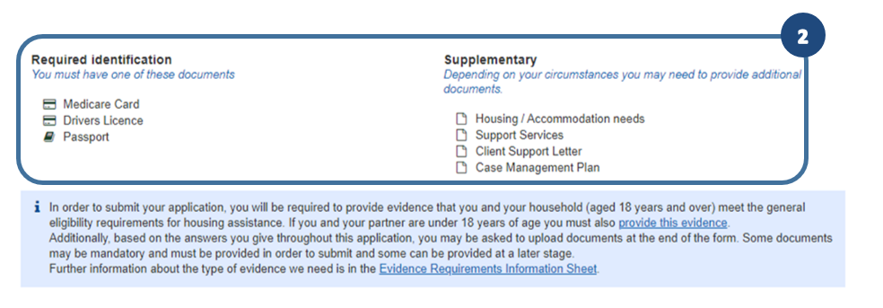 Apply for housing screenshot - 2. Ensure you have at least one form of identification. You may also may need other documents depending on your situation