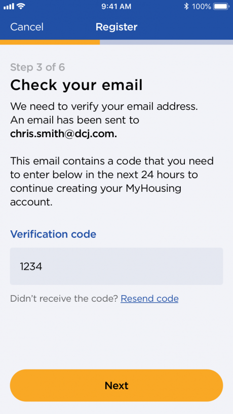 A verification code will be sent to your email address. You need to enter it here.