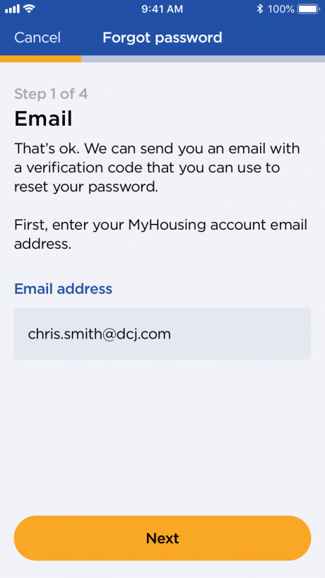 Email to reset password