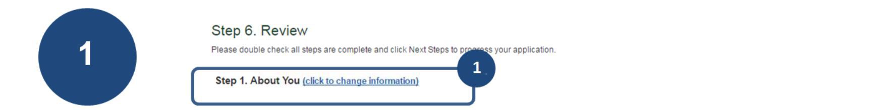 1. To edit your form, select the click to change information link at e